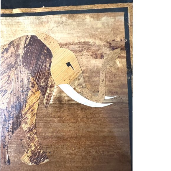 PAIR: FRAMED Wall Art Elephant Handmade Banana Leaf Fiber Paper Clippings Africa - Picture 3 of 7